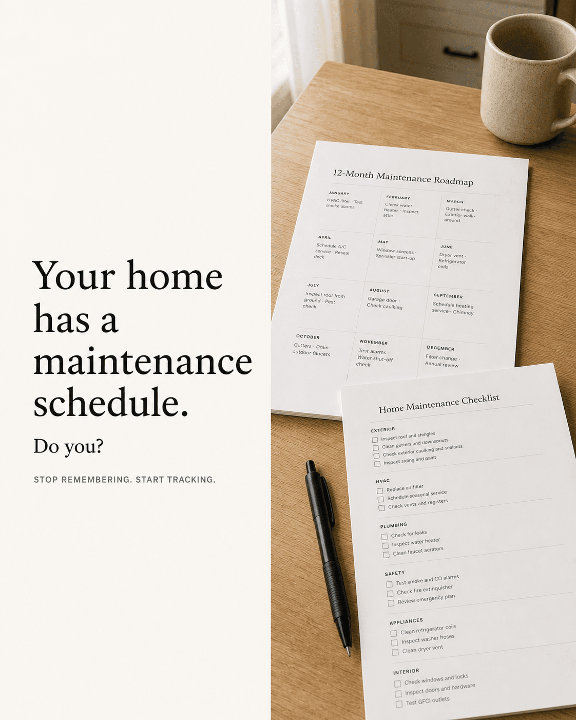 A monthly home maintenance schedule